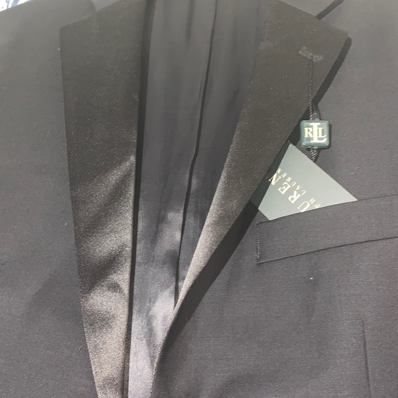 NWT Lauren by Ralph Lauren Mens Two Button Wool Suit Jacket Black 41Reg 35W - Picture 11 of 11